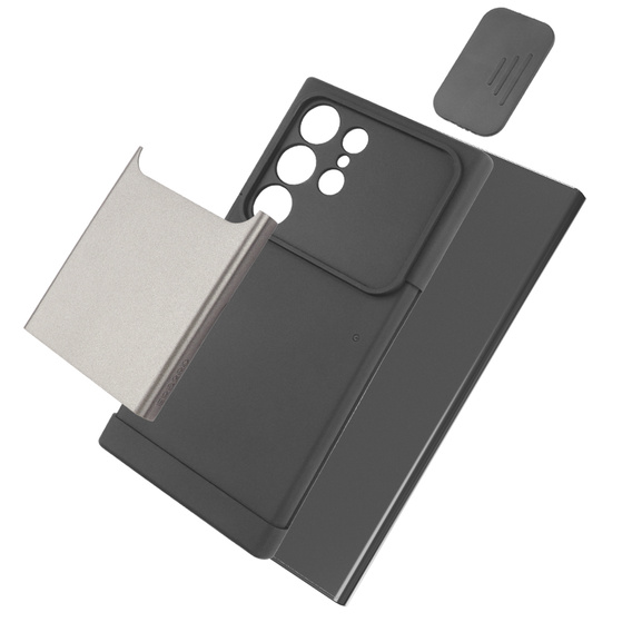 Case for Samsung Galaxy S24 Ultra, ERBORD MagProtect Slide Camera, gray gunmetal