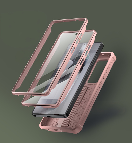 Armored case for Samsung Galaxy S25 Ultra, Dexnor Full Body (Two Frames), pink
