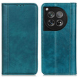 Case for OnePlus 12 5G, Wallet Litchi Leather, green