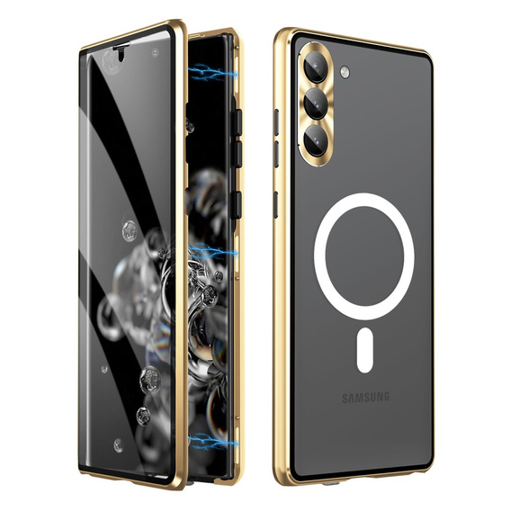 Magnetic Dual Glass MagSafe case for Samsung Galaxy S24+ Plus, gold