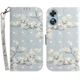 Flip case for Oppo A17, Light Spots Decor, flowers magnolia, grey