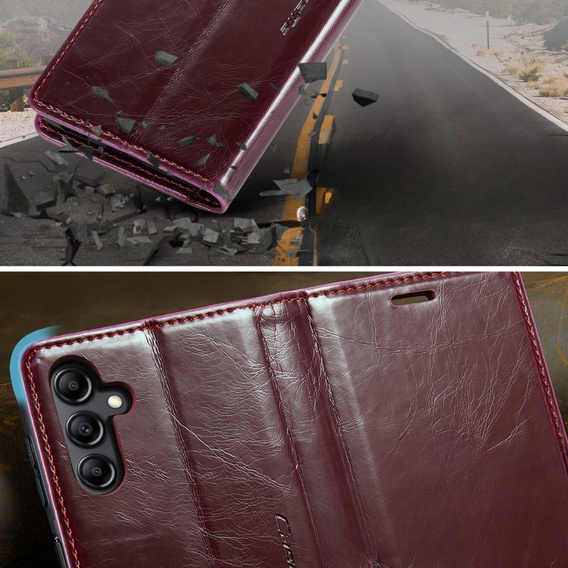 CASEME flip case for Samsung Galaxy A34 5G, Waxy Textured, red