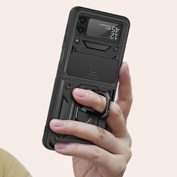 Case for Samsung Galaxy Z Flip 4 5G, CamShield Slide, black