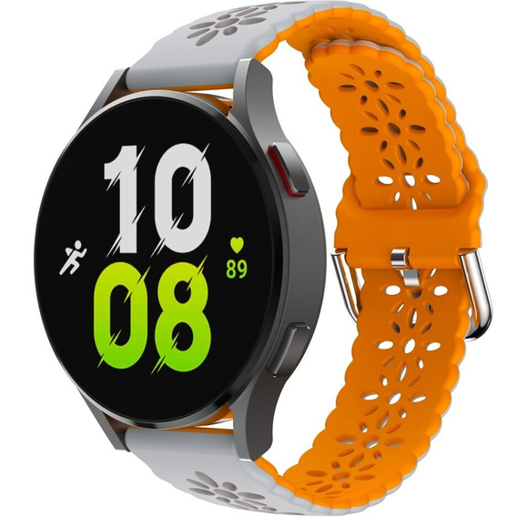 Universal 20mm Soft Hollowed-out Silicone Strap, grey/orange