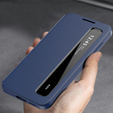 Smart View Window Leather Case for Samsung Galaxy S26 Plus, blue