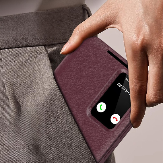 Flip case for Samsung Galaxy S25+ Plus, Smart View Wallet, maroon
