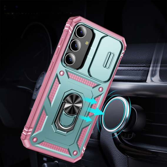 Case for Samsung Galaxy S24+ Plus, CamShield Slide, green / pink
