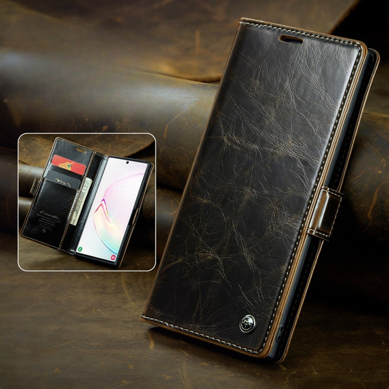 CASEME flip case for Samsung Galaxy Note 10 Plus, Waxy Textucoffee, coffee