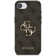 GUESS Case for iPhone 16E, 4G Big Metal Logo, black