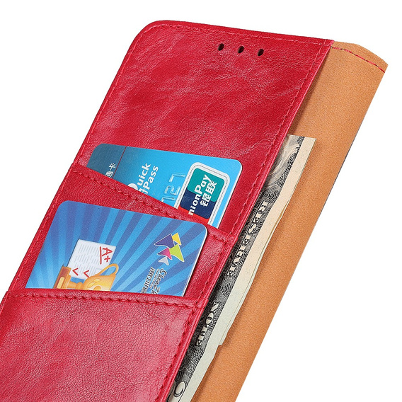 Flip case for Samsung Galaxy S25 Edge, Crazy Horse Wallet, red