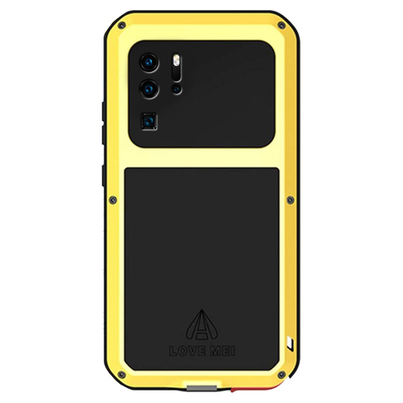 Love Mei Case for Huawei P30 Pro, armored with glass, yellow / black