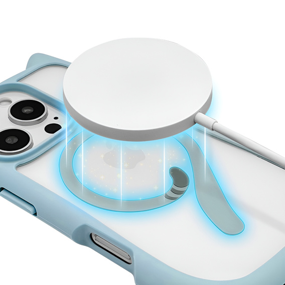 Case for iPhone 16 Pro Max, for MagSafe, Cute Cat, blue + Screen Glass