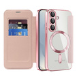 Flip case for Samsung Galaxy S25, RFID Wallet MagSafe CamShield, pink