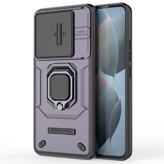 Case for Xiaomi Poco F6 Pro, KickStand Camera Lens, purple