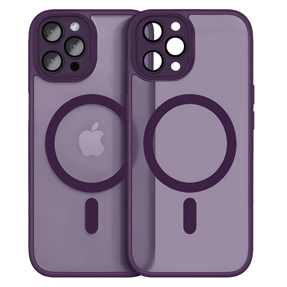 Case for iPhone 16 Pro, for MagSafe, ERBORD Matt Case, dark purple + Screen Glass