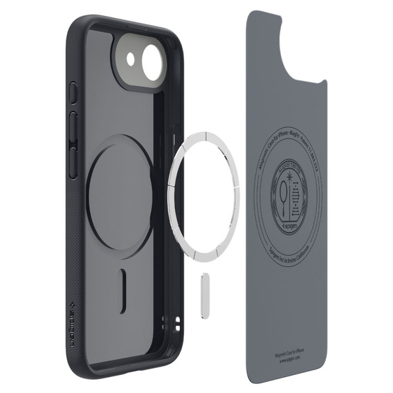 Spigen case for iPhone 16E, Nano Pop MagSafe, black + 9H tempered glass