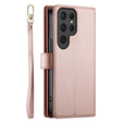 Flip case for Samsung Galaxy S25 Ultra, Wallet Zipper Pocket, pink