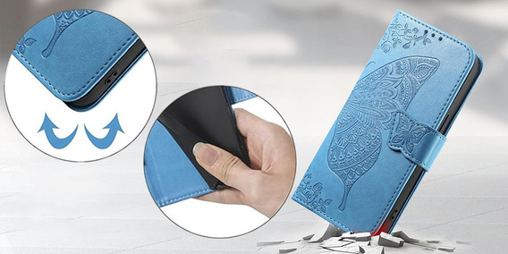 Flip case for Xiaomi Redmi 15C 4G/LTE, Butterfly, blue