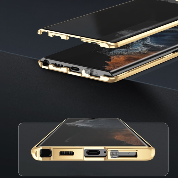 Magnetic Dual Glass MagSafe case for Samsung Galaxy S24 Ultra, gold