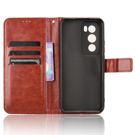Flip case for Oppo Reno 12, Crazy Horse Wallet, brown