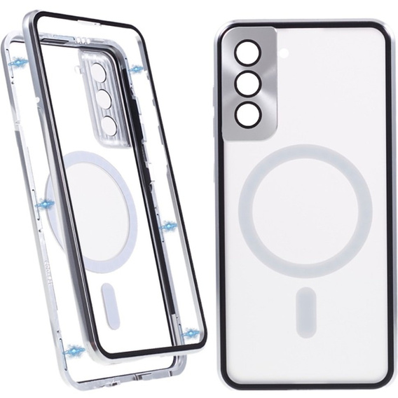 Magnetic Dual Glass MagSafe case for Samsung Galaxy S21+ Plus, silver