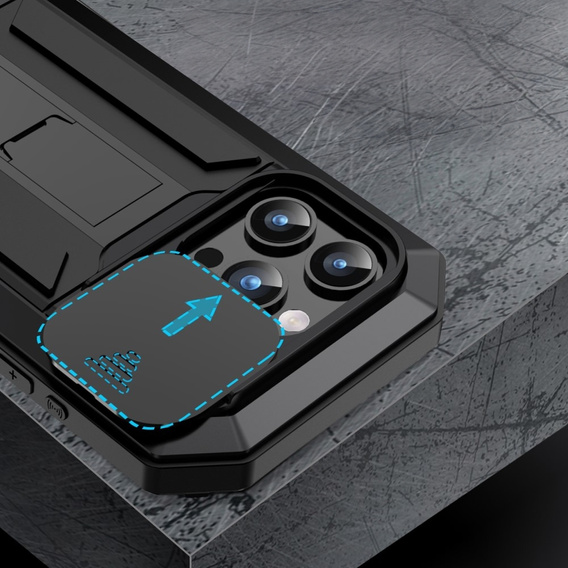 Case for iPhone 15 Pro Max, R-JUST CamShield Slide, armoured, black