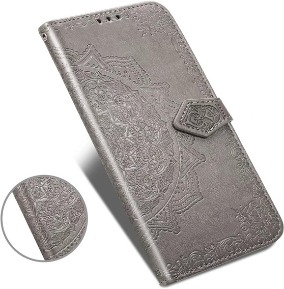 Flip case for Samsung Galaxy M55 5G, Mandala, grey