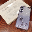 Case for Samsung Galaxy S23, Glitter Flower, purple