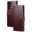 Flip case for Samsung Galaxy S23 Ultra, ERBORD Waxy Wallet, red
