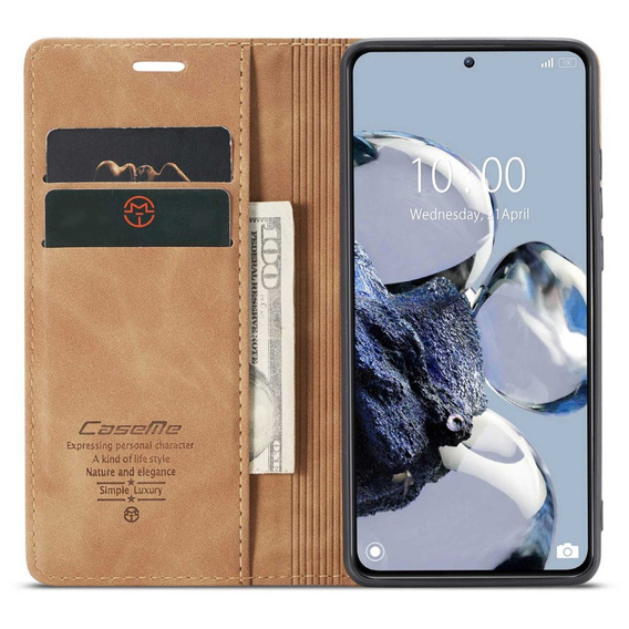 CASEME case for Xiaomi 12T / 12T Pro, Leather Wallet Case, brown