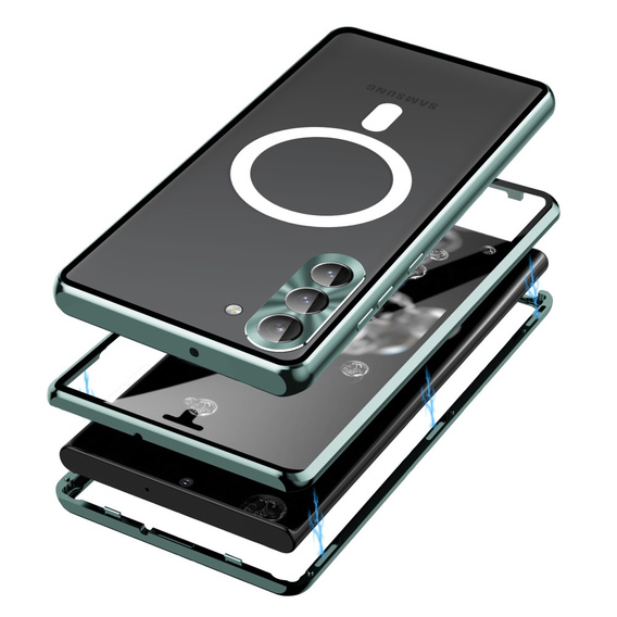 Magnetic Dual Glass MagSafe case for Samsung Galaxy S24, green