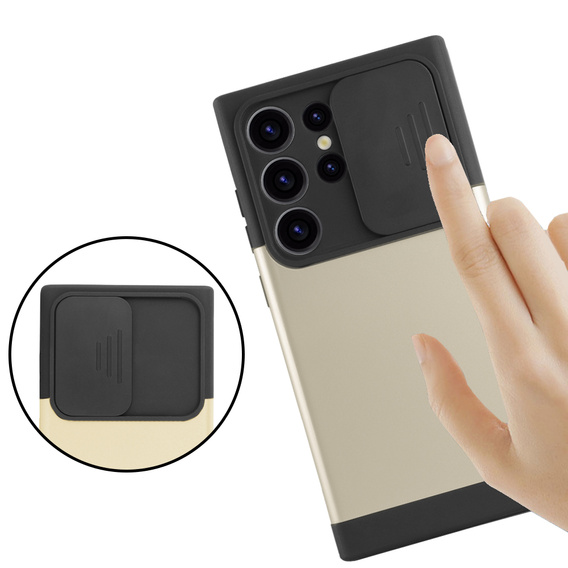 Case for Samsung Galaxy S24 Ultra, ERBORD MagProtect Slide Camera, gold