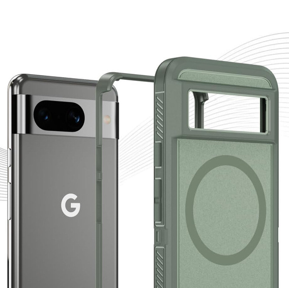 Case with frame for Google Pixel 8A, for MagSafe, green