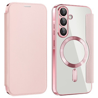 Flip case for Samsung Galaxy A56, RFID Wallet MagSafe CamShield, pink