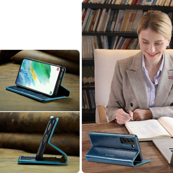 CASEME flip case for Samsung Galaxy S21 FE, Waxy Textublue, blue