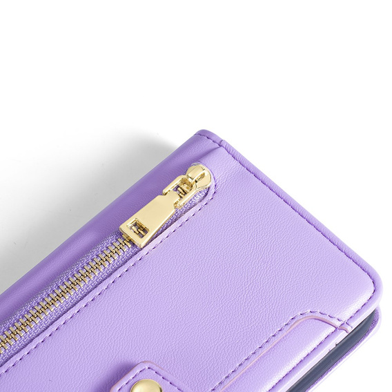 Flip case for OnePlus 12 5G, Wallet Zipper Pocket, purple