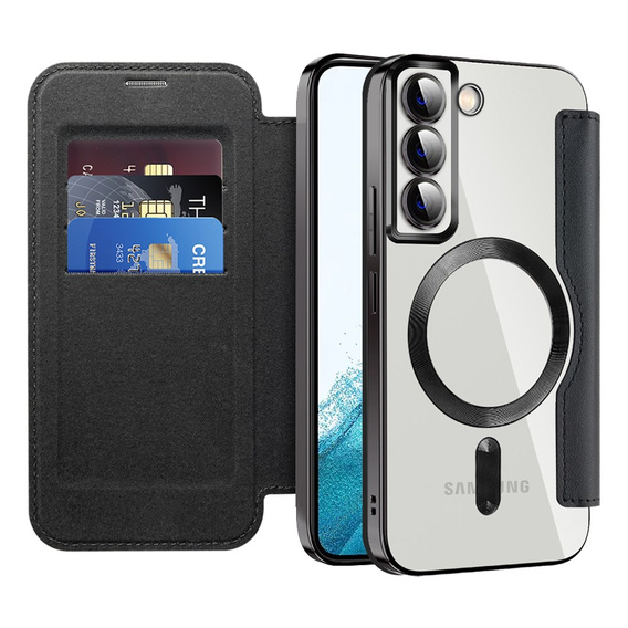 Flip case for Samsung Galaxy S22 5G, RFID Wallet MagSafe CamShield, black