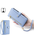 Flip case for iPhone 16E, Wallet Zipper Pocket, blue