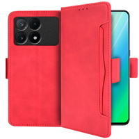 Flip case for Xiaomi Poco X6 Pro 5G, Card Slot, red