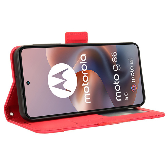 Flip case for Motorola Moto G86 Power 5G, Card Slot, red