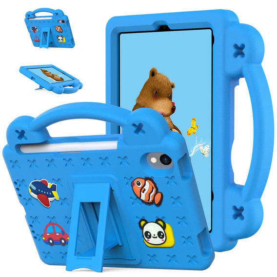 Children's case for iPad mini 8.3" 2021 (6 gen.) / iPad mini 8.3" 2024 (7 gen.), Cute Patterns, with stand, blue