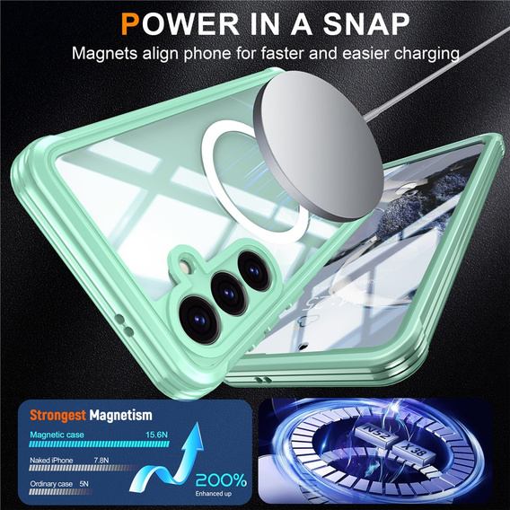 Case for Samsung Galaxy S25 FE, Shockproof, with glass, for MagSafe, green