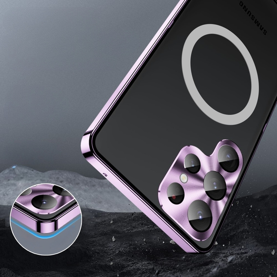 Camera Protection Case for Samsung Galaxy S23 Ultra, CamShield MagSafe, transparent / purple