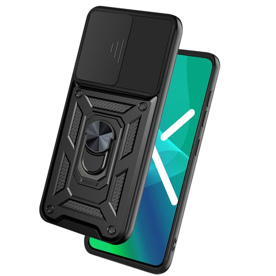 Armored case for Samsung Galaxy A13 4G, armored Slide Ring, black + 9H glass