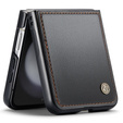 Case for Samsung Galaxy Z Flip7 FE / Z Flip6, CASEME Litchi Leather, black