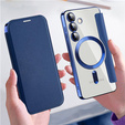 Flip case for Samsung Galaxy S24, RFID Wallet MagSafe CamShield, dark blue
