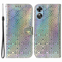 Flip case for Oppo A17, Wallet mandala, grey