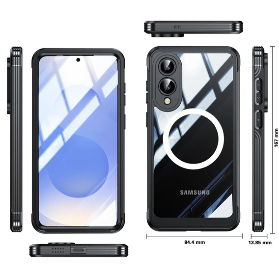 Case for Samsung Galaxy S25 Edge, Shockproof, with glass, for MagSafe, black