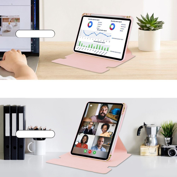 Keyboard case for iPad Pro 11" 2024 (5 gen.), Rotary 360° Leather, pink