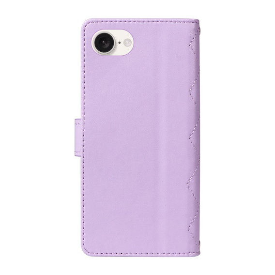 Flip case for iPhone 16E, Rhombus Crossbody Leather, purple